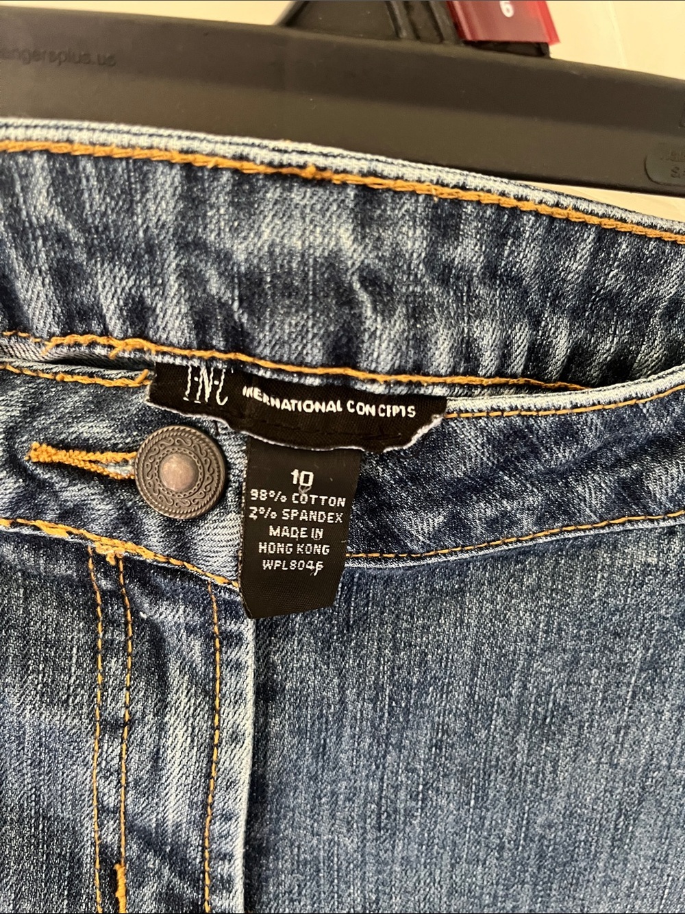 Women's Blue Denim Jean Shorts with Graphic Tongue Print - Picture 4 of 8